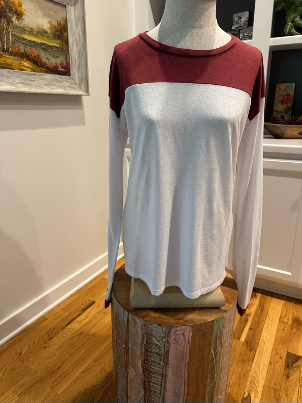 Burgundy Crewneck Graphic Tee by Mint. - Picture 2 of 5